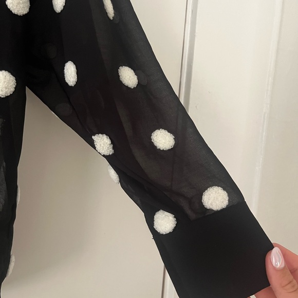 Zara Black & White Polka Dot Blouse - Picture 3 of 3